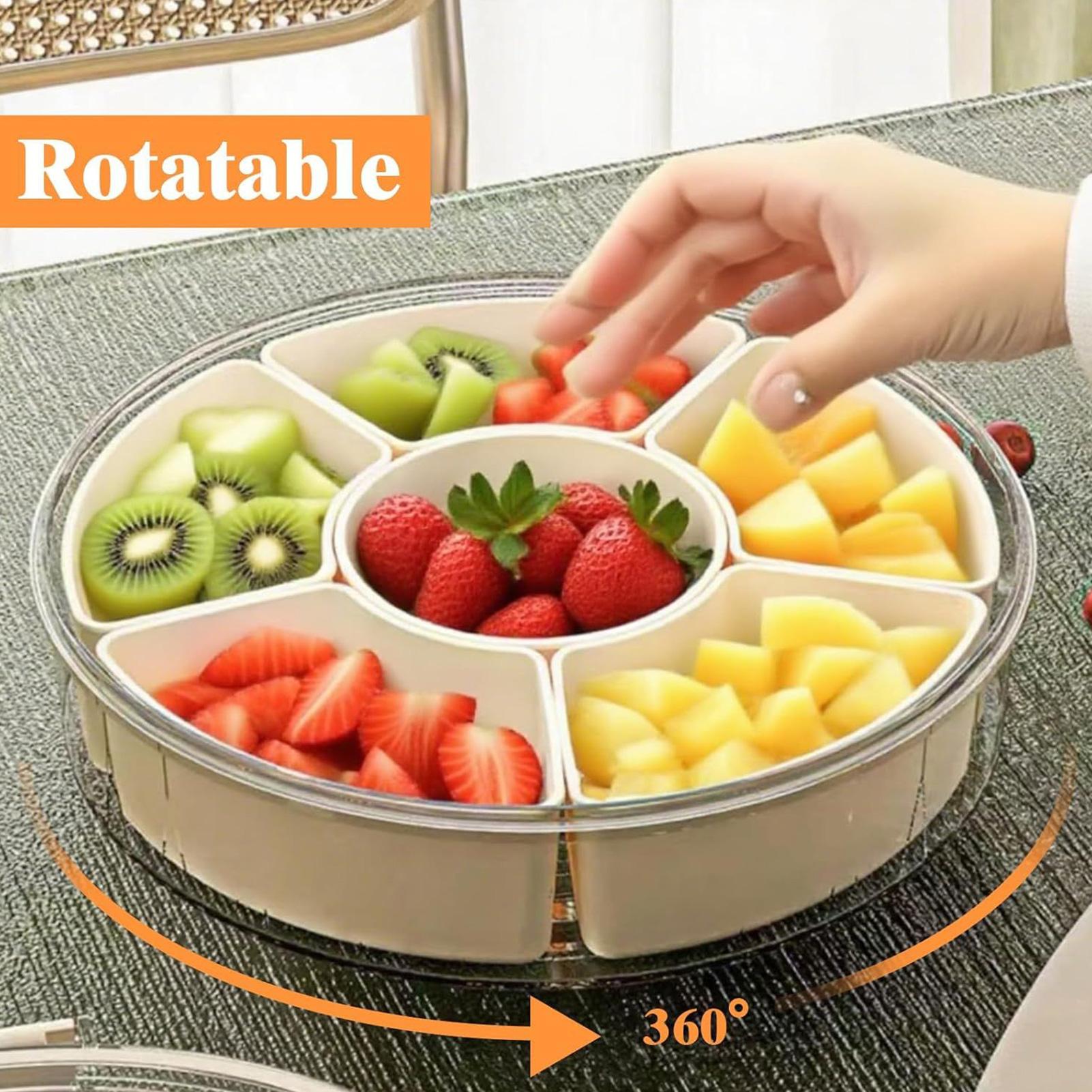Meal Prep Veggie - Snack Containers 6-Dividers Tray with Lid