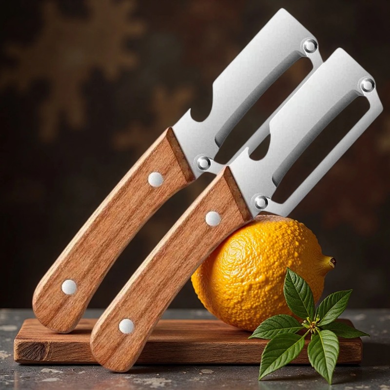 Meal Prep Veggie - 1/2/3/5pcs Oak Wood Handle Stainless Steel