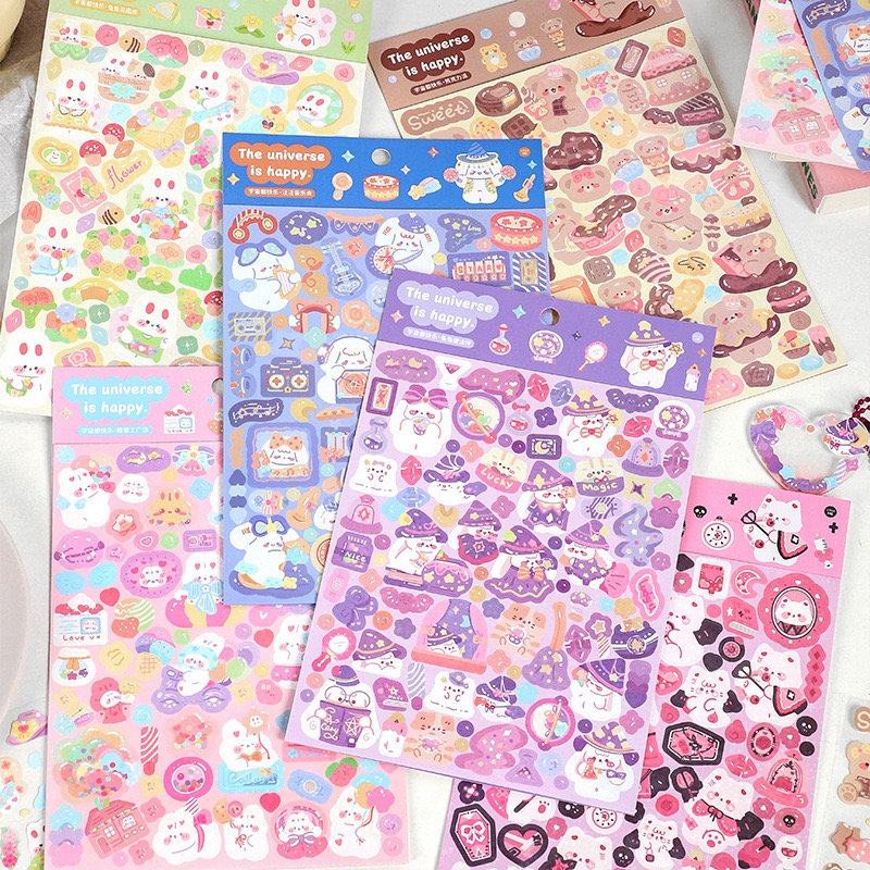 Meal Prep Notebook - 1/4PCS Kawaii Cartoon Rabbit Dog Cat