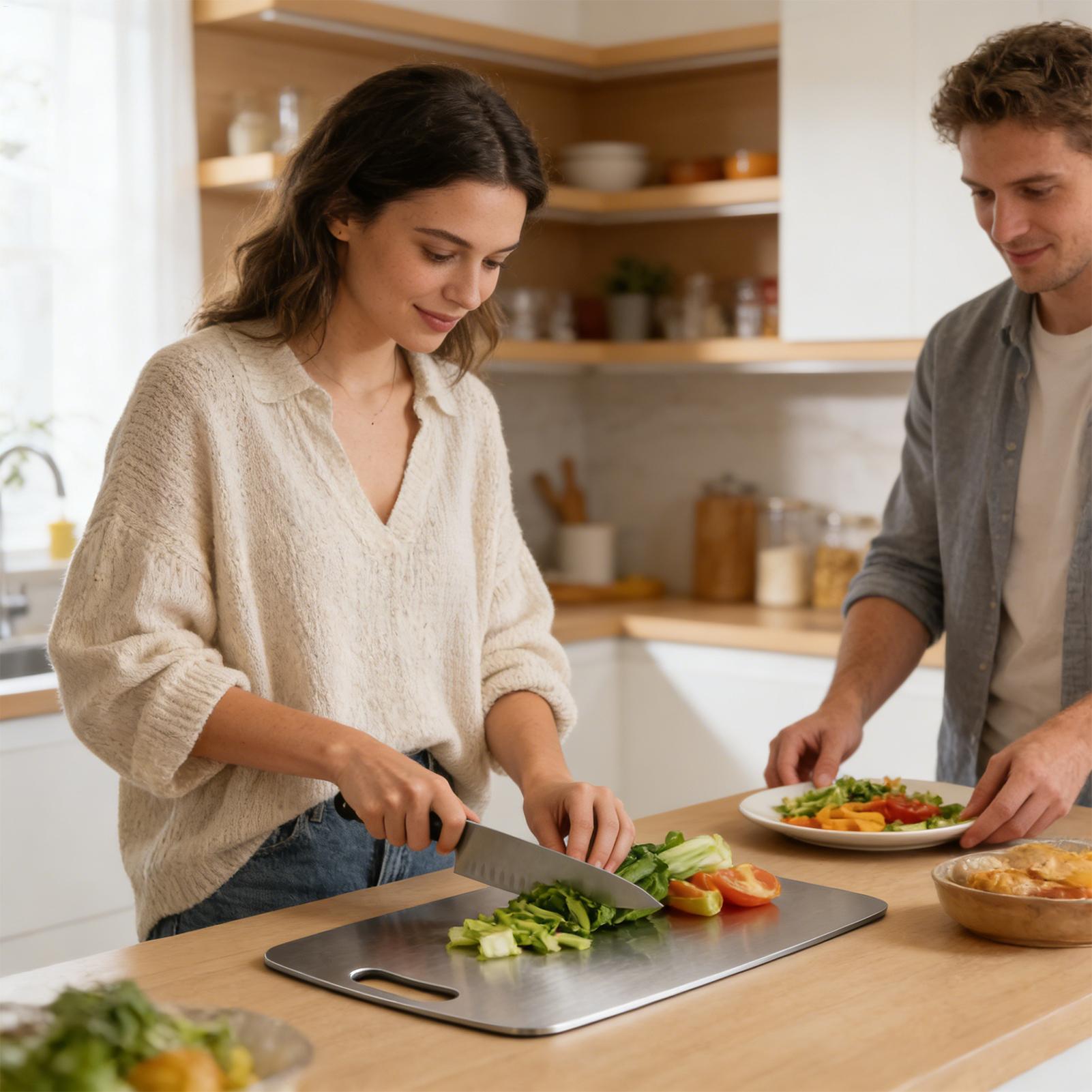 Meal Prep Veggie - Stainless Steel Chopping Board Double Sided
