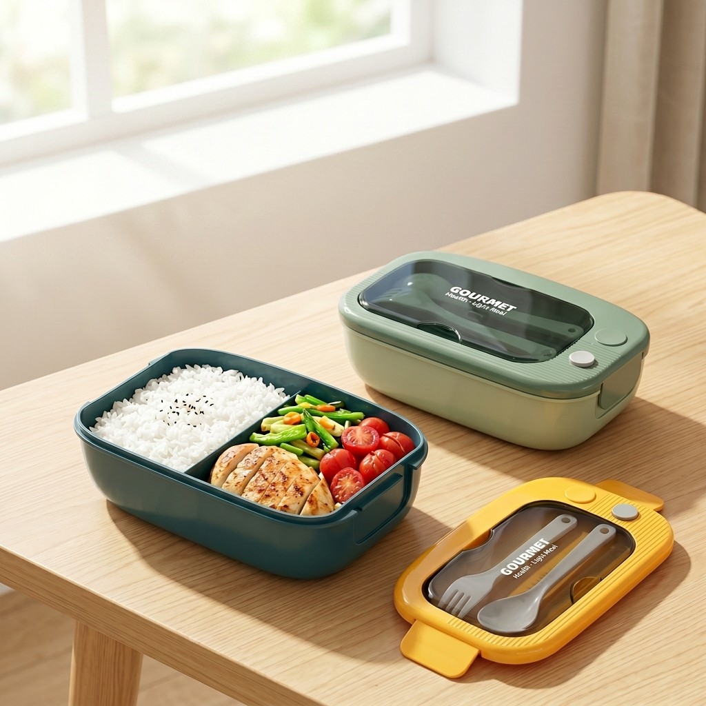 Meal Preparation - Microwavable Plastic Bento Box 2 Compartment