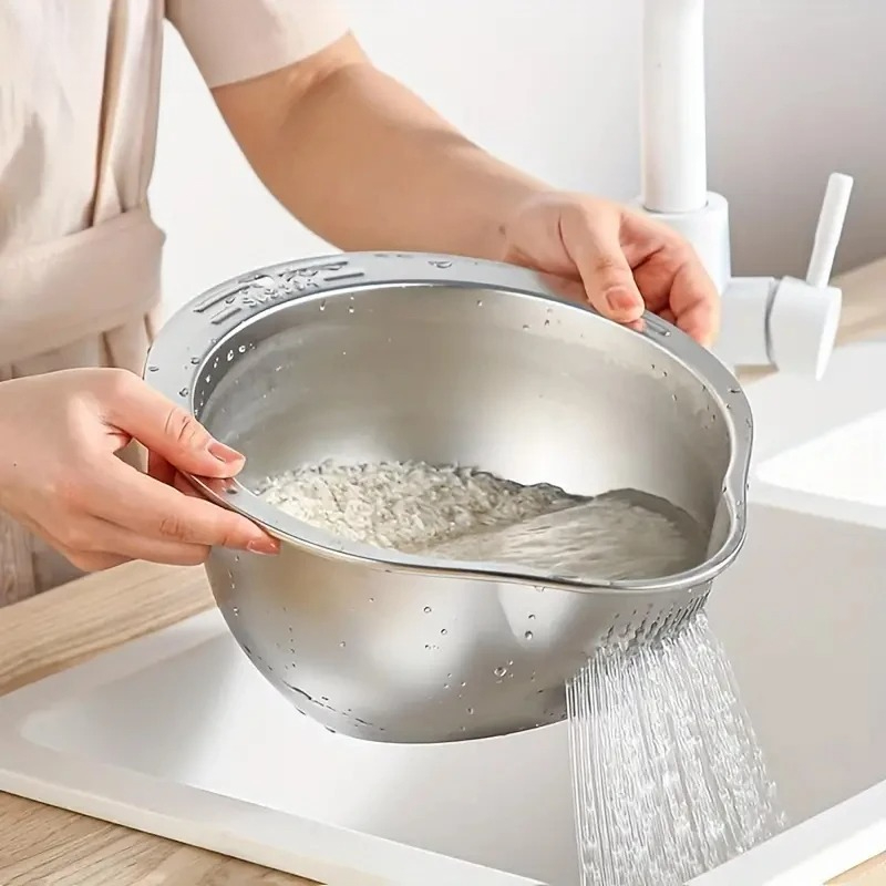 Meal Prep Veggie - Rustproof Stainless Steel Rice Washer Colander